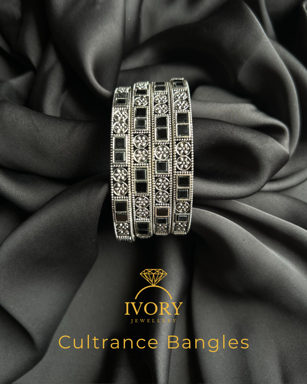 Onyx Blossom Bangles